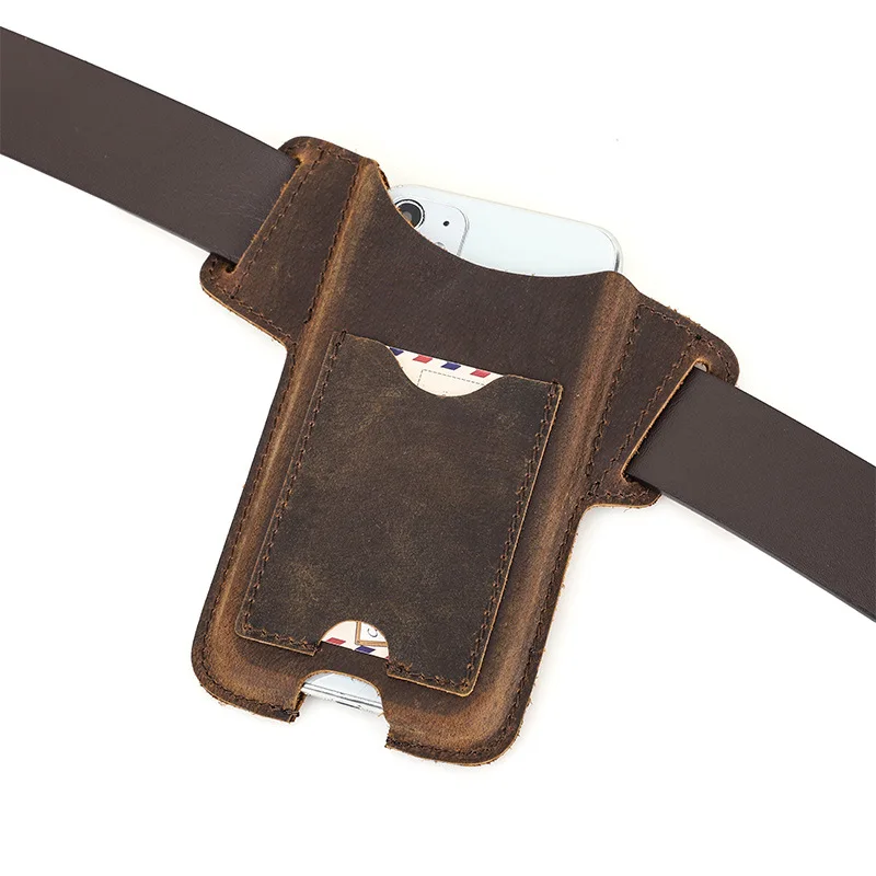 Crazy Horse Leather Belt Clip Card Slot Phone Case, Compatible with iPhone 13/14/15