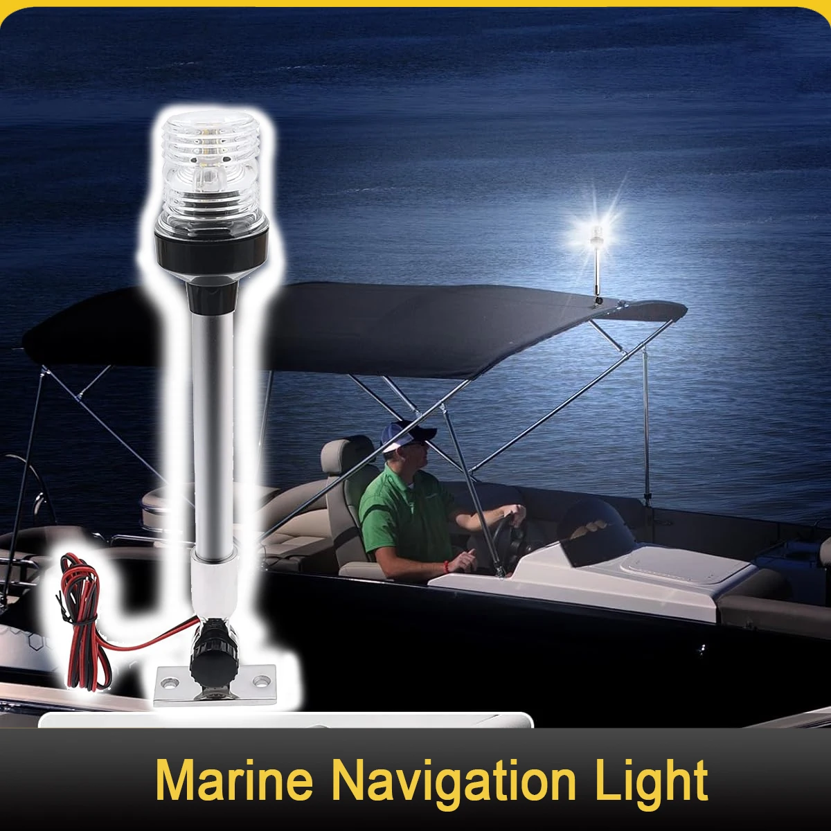 

12" Marine Navigation Light Fold Down Anchor Lights Waterproof All Round 360° for Fishing Boat Yacht Pontoon 12V-24V