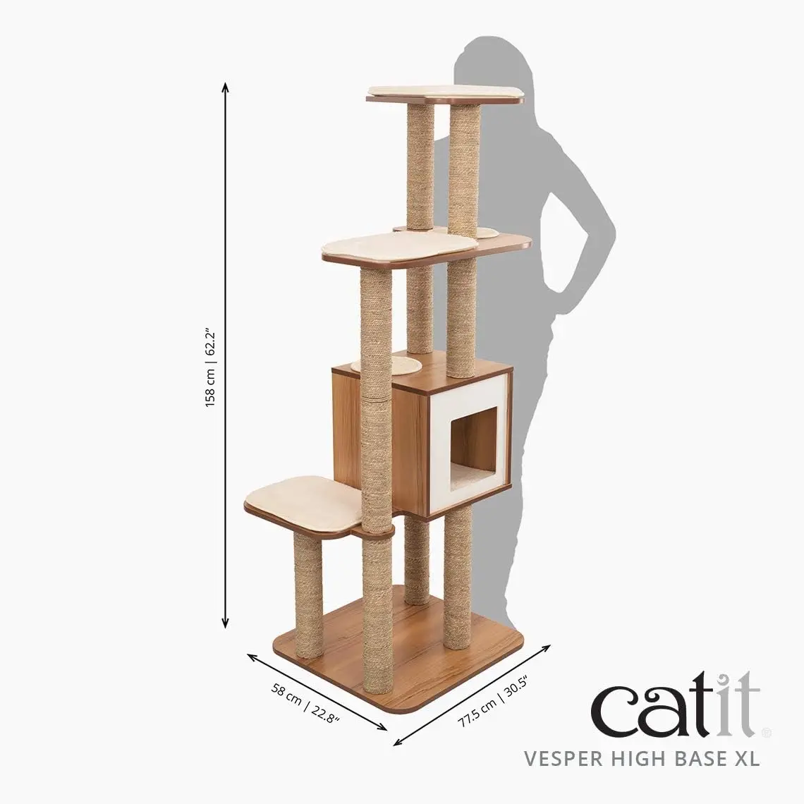 High Base Extra Large Cat Tree, Cat Furniture, 52060, Walnut