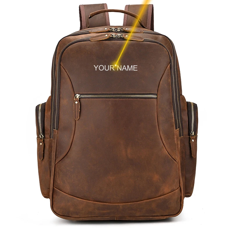 Luxury 17 Inch Leather Backpack Large Capacity Laptop Backpack For Computer  Top Layer Cowhide Travel Bag Men Outdoor - AliExpress 1524