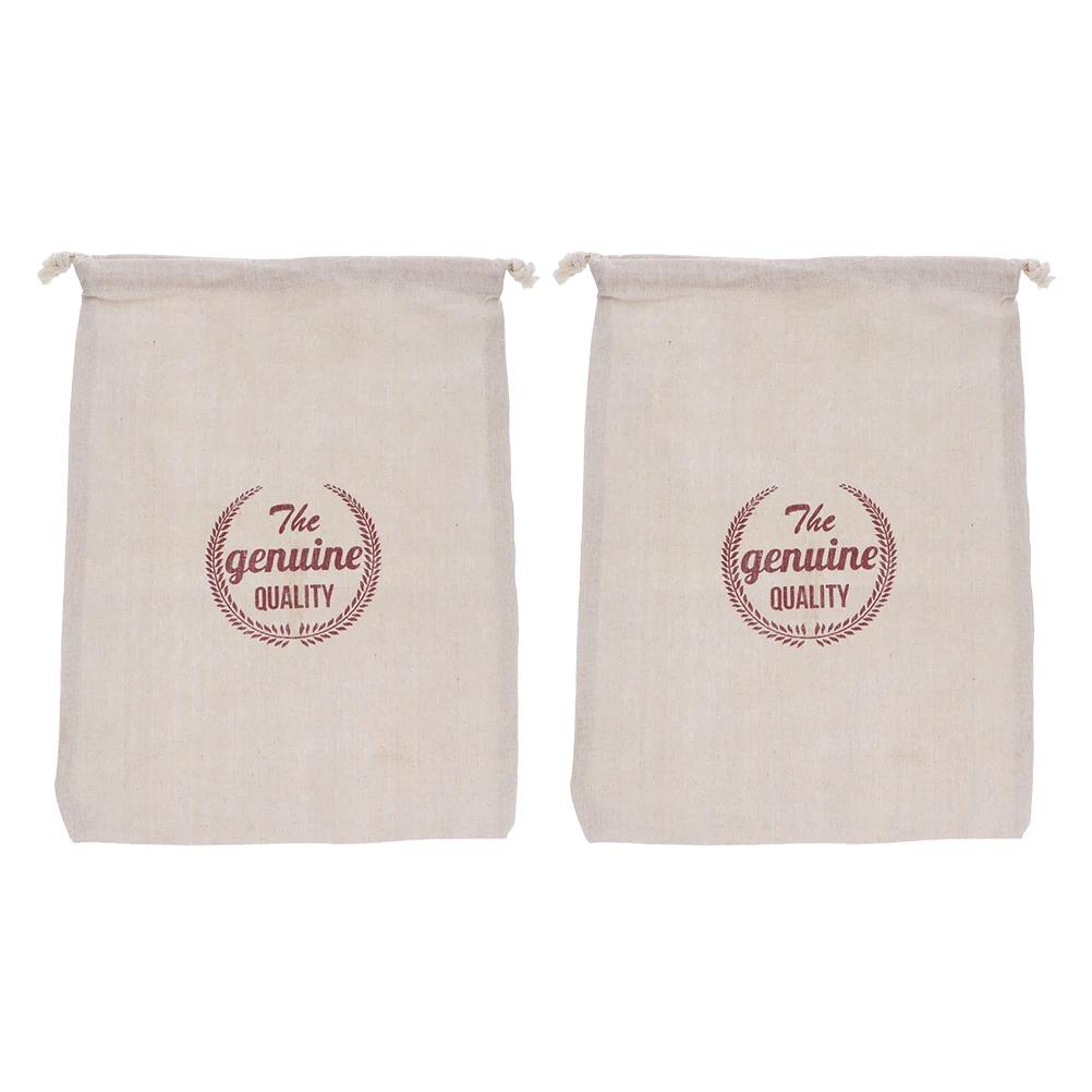 

2 pcs Organic Cotton Bread Bag Reusable Linen Drawstring Sourdough Vegetable Storage Food Containers Packaging Bags