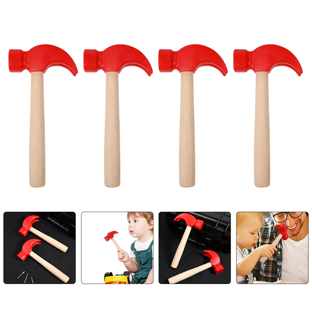 

4 Pcs Dummy Hammer Tools for Kids Wooden Children Red Disassemble Education Toys