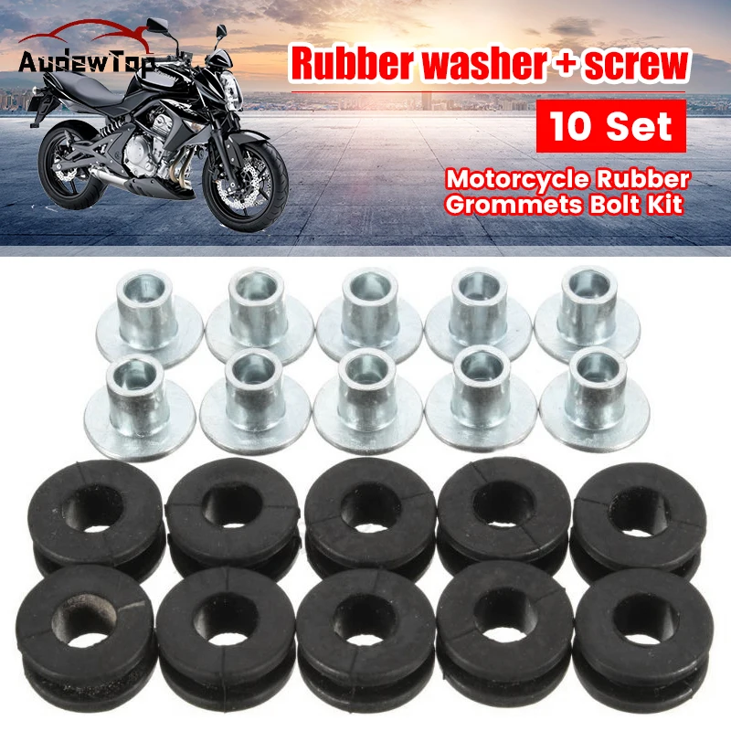 10pcs Motorcycle Rubber Grommets Bolt Kit Pressure Relief Cushion Accessories For Honda Yamaha Suzuki Motorcycle Grommets