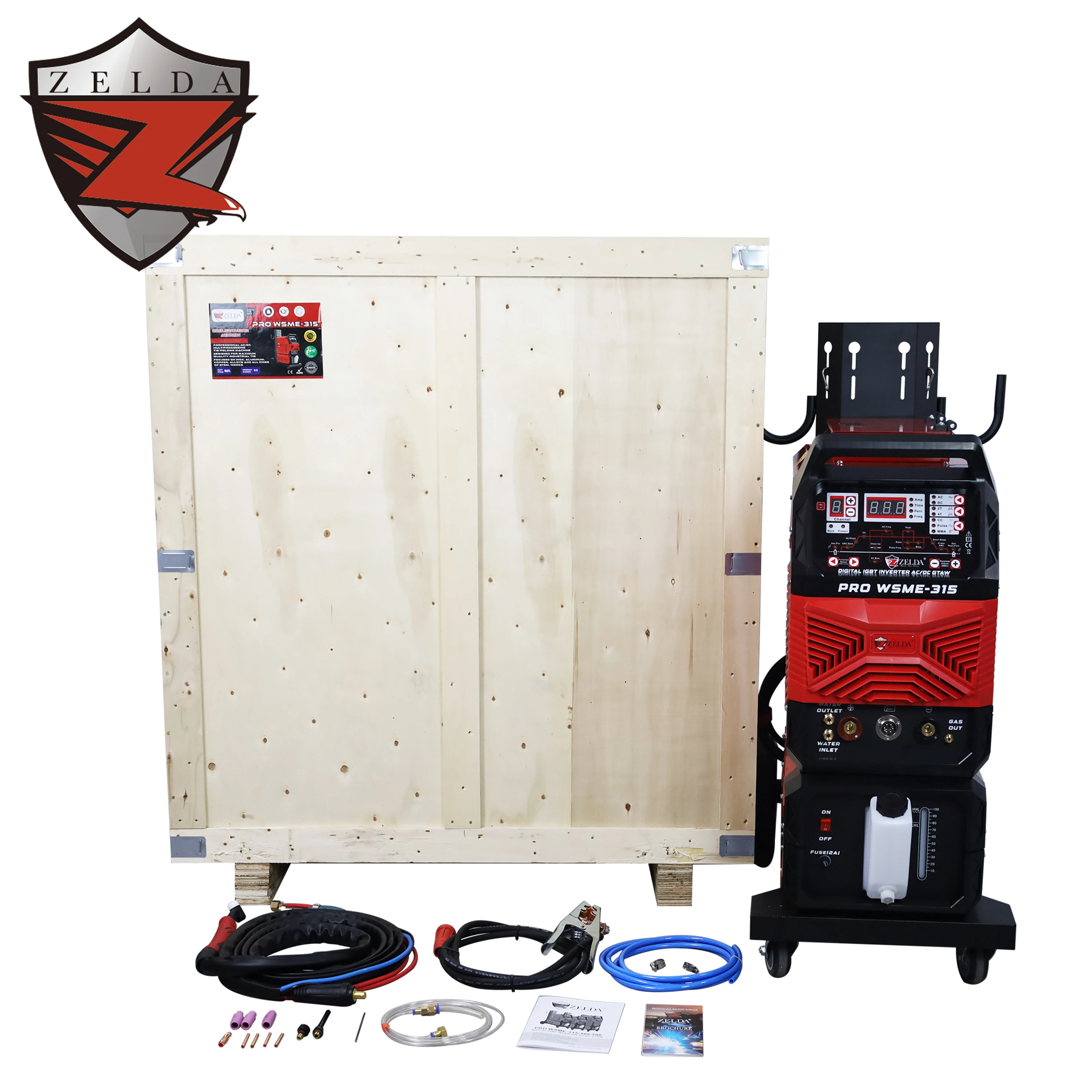 ZELDA TIG AC DC PULSE Function 3ph 380v 315A Water Tank Tig Machine Weld Aluminium Soldador Industrial Welding Machine