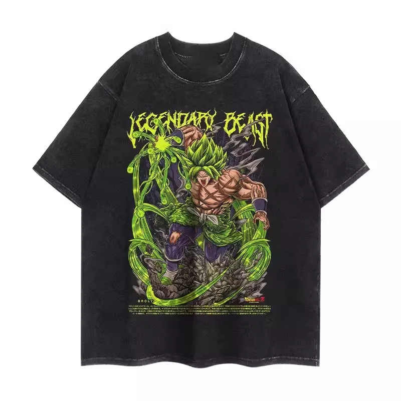 

New 2026 Summer Dragon Ball Broly Nostalgic Anime Men's Washable T-shirt 100_ Cotton Heavyweight Family Matching Unisex Classics