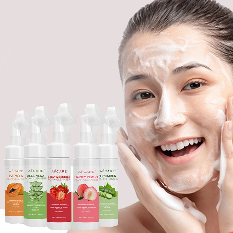 Fruit Cleansing Mousse Facial Cleanser Aloe Vera Cucumber Amino Acids Cleansing Hydration Moisturizing Gentle Cleansing