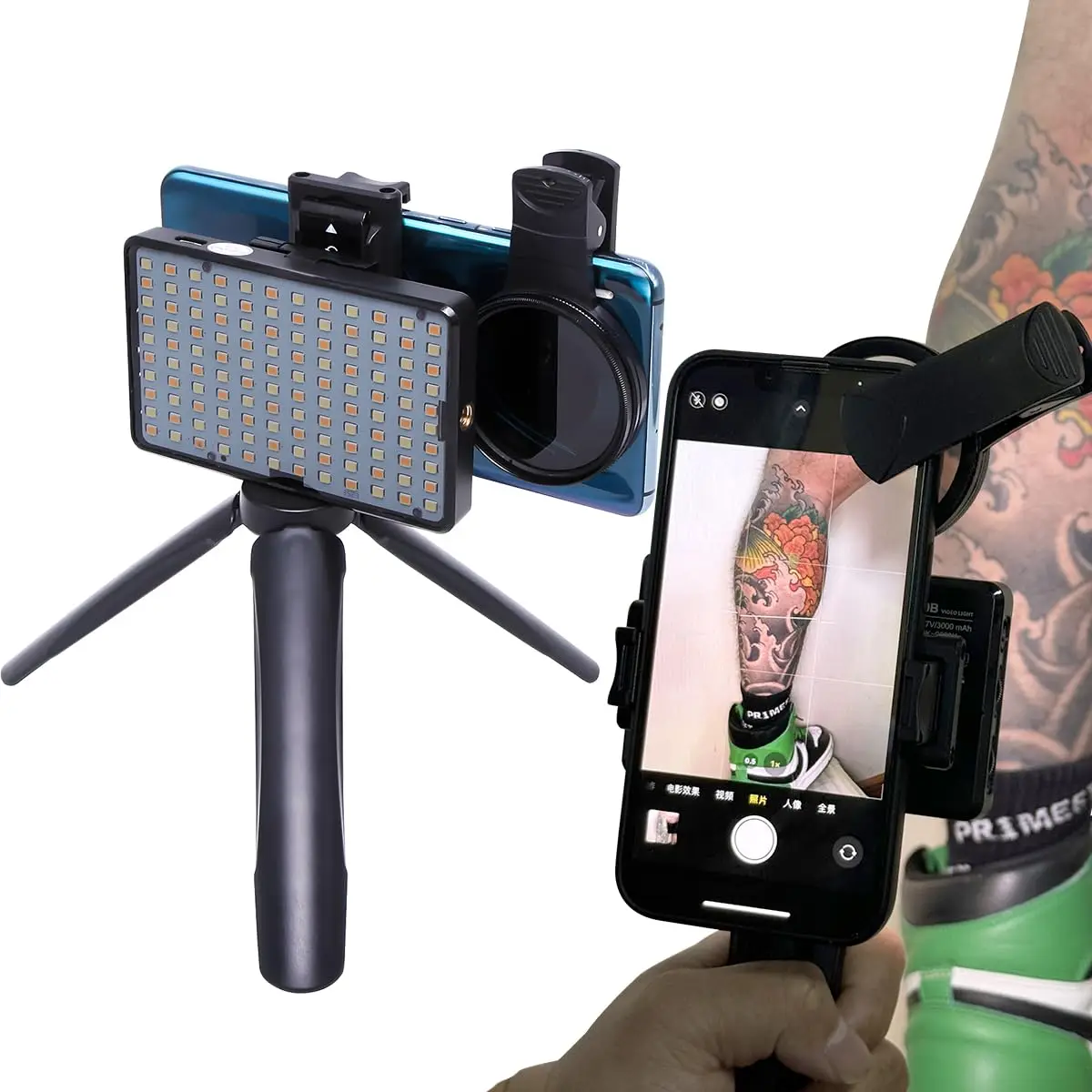 LED Tattoo Photography Light With 52mm Cpl Reduce Reflected Light For Cellphone Lens Compatible Any Phone Remove Reflective