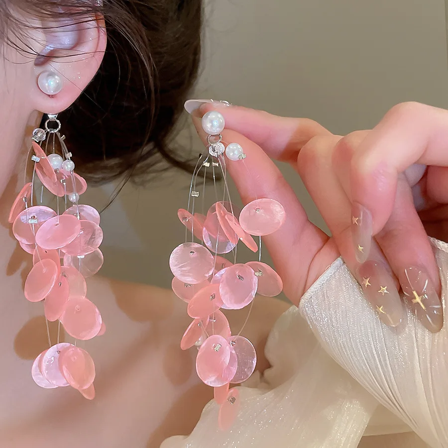 Bohemian Beach Shell Long Tassel Earrings for Women Fashion Colorful Earrings Holiday Style Jewelry Accessories