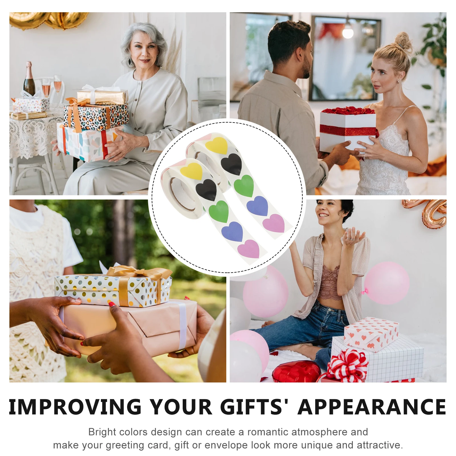 

2 рулона наклеек «Любовное сердце», уплотнительная этикетка «сделай сам», в форме сердца на День святого Валентина, круглая поздравительная открытка