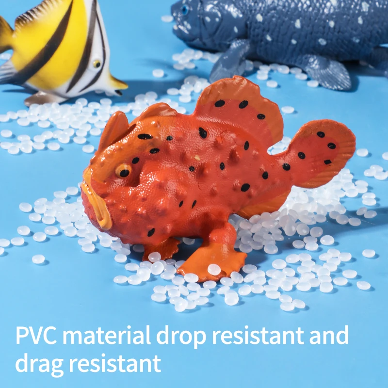 Mały zestaw figurek zwierząt morskich, modele życia morskiego z PVC, zabawka edukacyjna, ryba kamień, łosoś, ryba latająca, tuńczyk