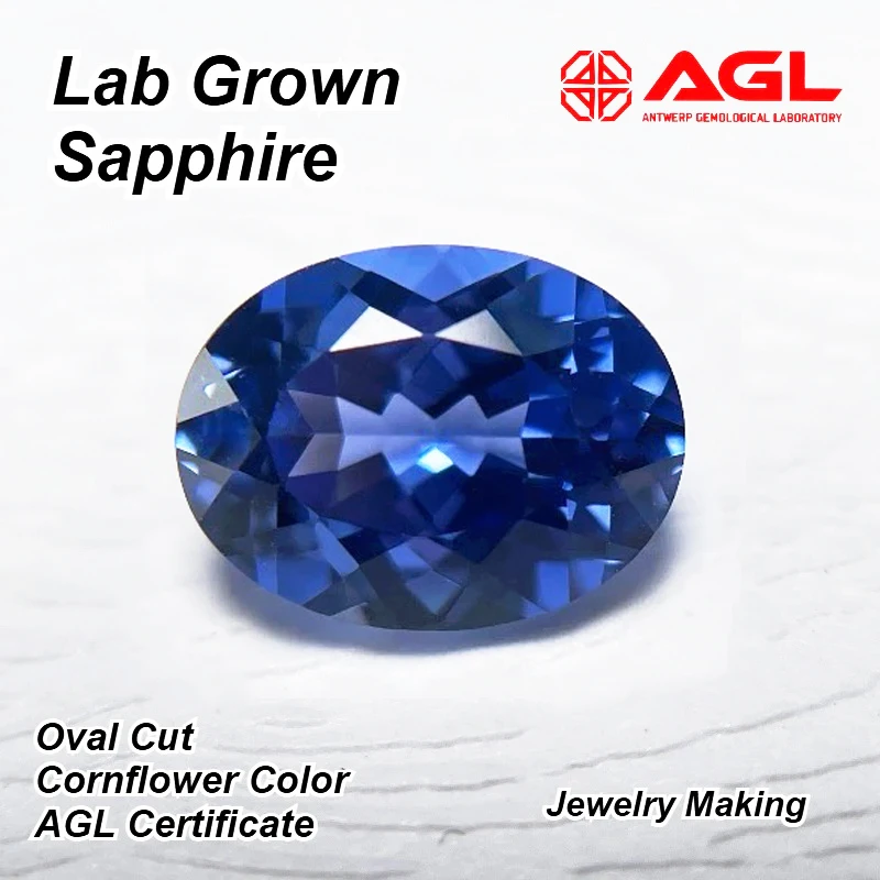 

Lab Grown Sapphire Oval Cut Cornflower Color Gemstone for DIY Advanced Jewelry Making Inlay Ring Necklace Selectable Certificate