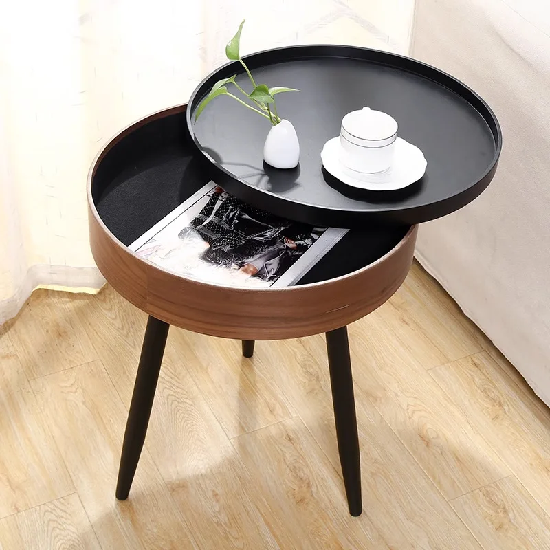 

Round Solid Wood Coffee Table Removable Side Table for Living Room Sofa Home Decor
