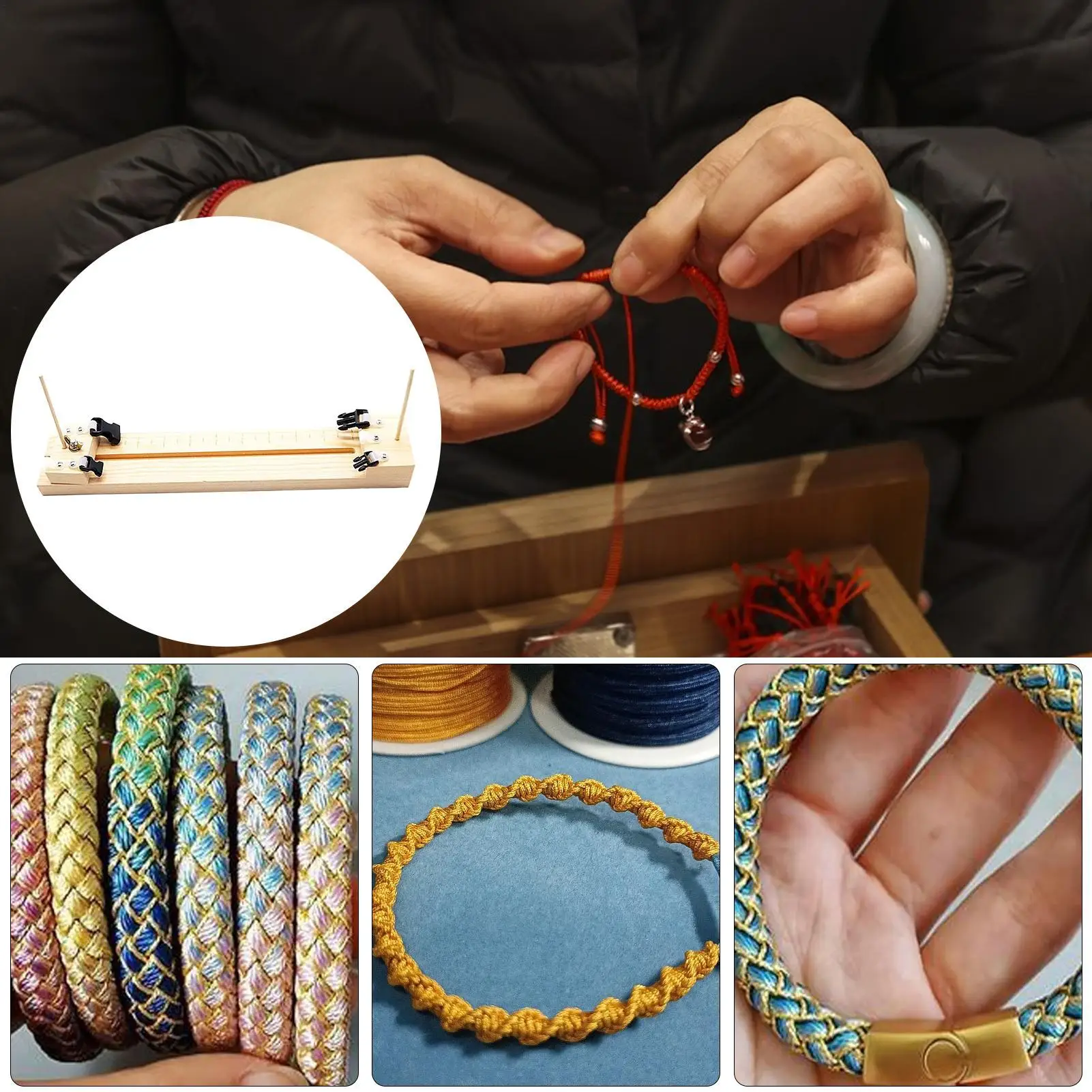 

Paracord Bracelet Braiding Tool With Non-Slip Base Paracord Bracelet Braiding Support Machine Interactive Wooden Braiding Frame