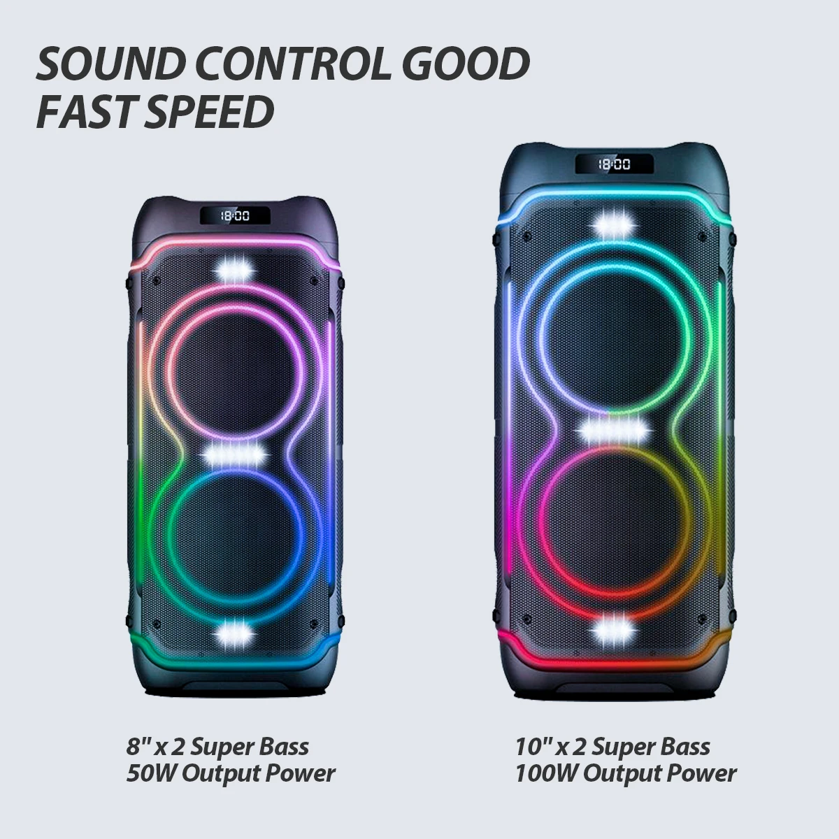 Hot Sale PartyBox Grote 100w RGB LED-verlichting Draadloze luidspreker met Super Bass 8inch Party-luidspreker