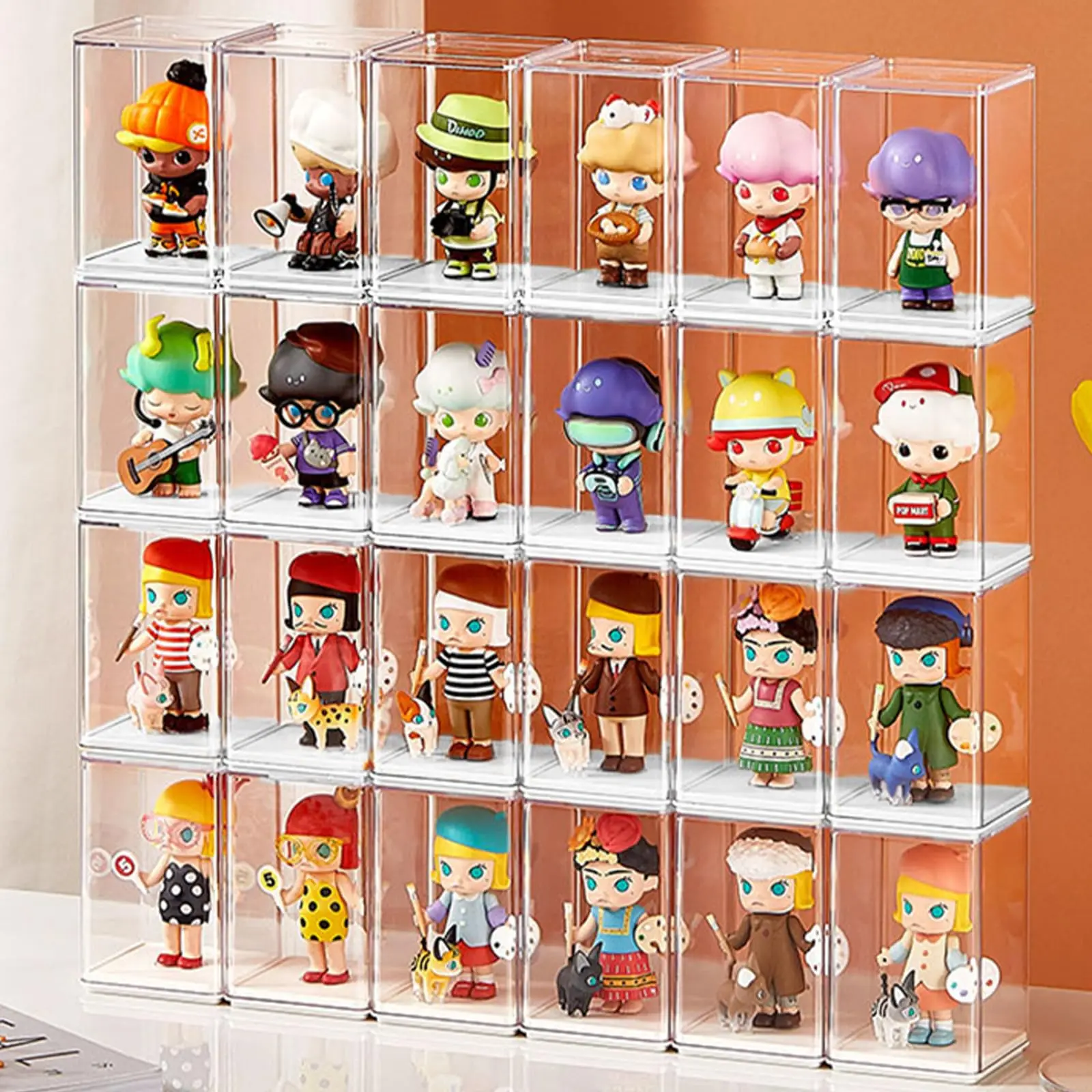 Display Boxes Acrylic Figures Display Case Blind Box Fully Assembled Dustproof Storage Organizer Box for Lego Figures Pop