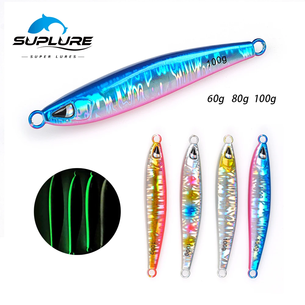 

Super Lure 60g 80g 100g 3D Fisheye Slow Fall Jigging Lure Assist Micro Fishing Lure Casting Hard Bait Tackle