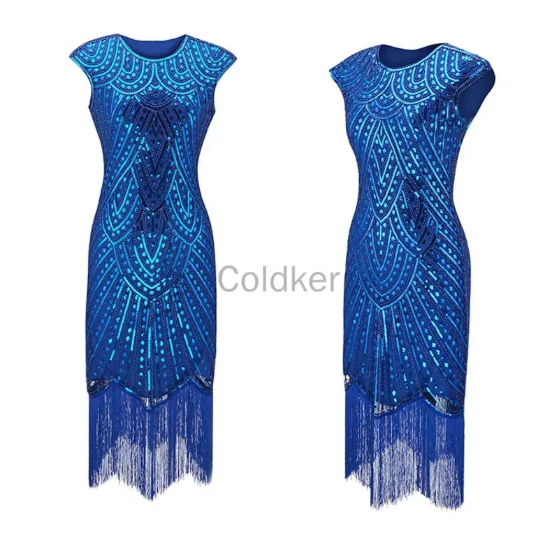 2025 New 1920s Flapper Costume Great Gatsby Dress O-Neck Cap Sleeve Sequin Fringe Party Charleston Dress Knee Length Summer ★ ★