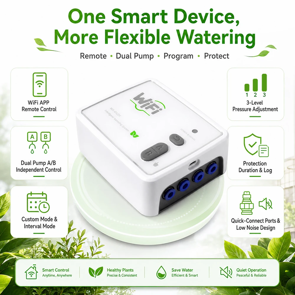 SIHAO WIFI Smart Dual Pump Automatic Waterer APP Remote Control Timed Drip Irrigation System for Garden Potted Plant Flower