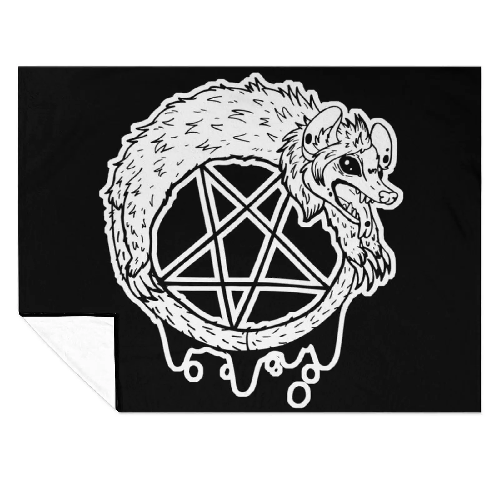 

Pentagram Satanic Furry Gothic Possum Throw Blanket for sofa Weighted Sleeping Bag Blankets