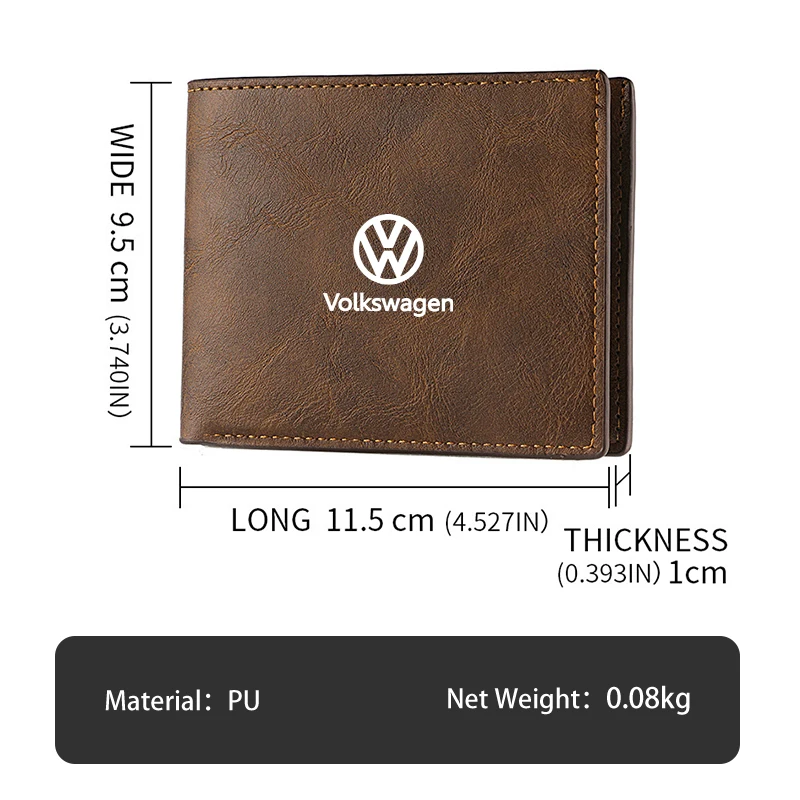 Men Wallet Car Logo Leather Coin Purse Personalised ID Card Holder For Volkswagen VW Golf 4 6 GTI Tiguan Passat B5 B6 B7 MK5 Pol