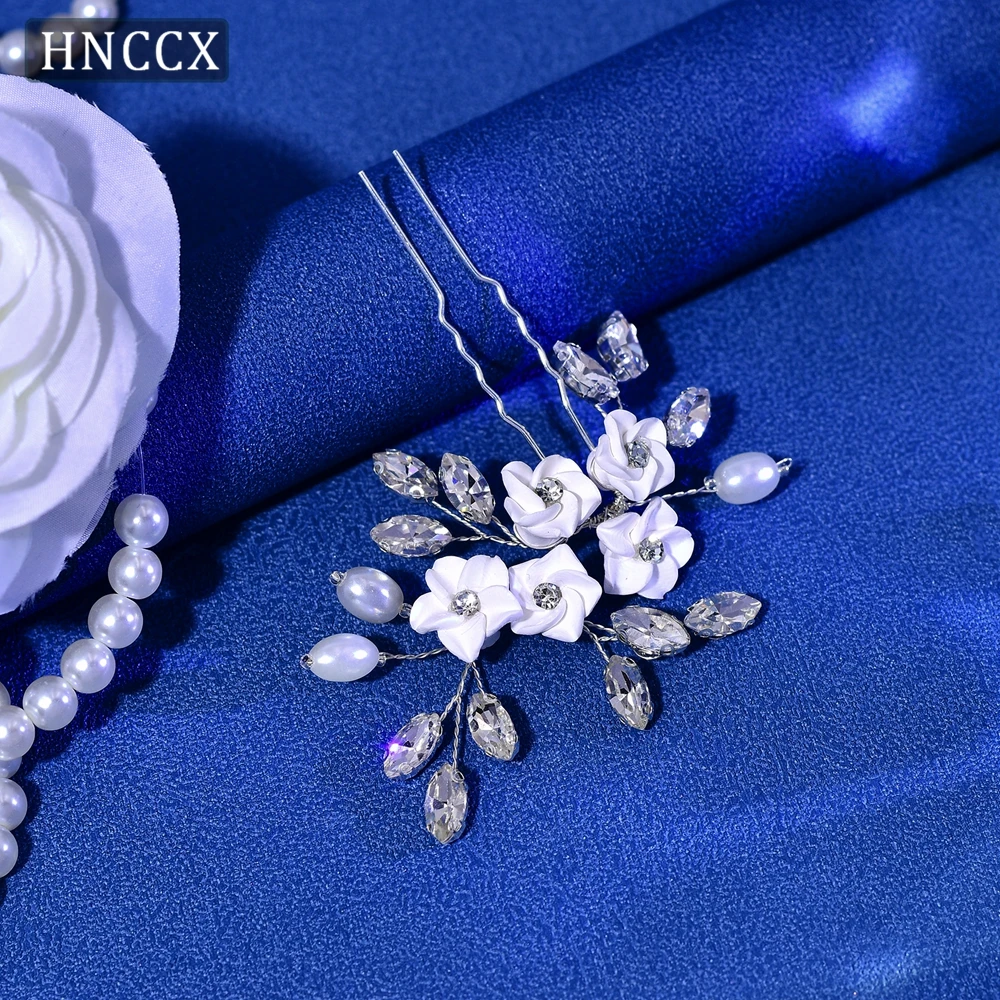 HNCCX Wedding Flower Hair Comb Headdress Bride Shiny Rhinestone Hair Hairpin Elegant Girls Headbands Hair Accessories CP345