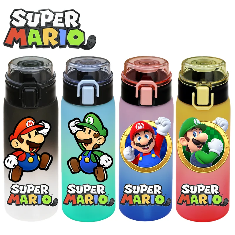 500 مللي سوبر ماريو بروس X لعبة أزرق وردي أصفر أسود متجمد كوب ماء ماريو لويجي الأميرة الخوخ كوب ماء للشرب
