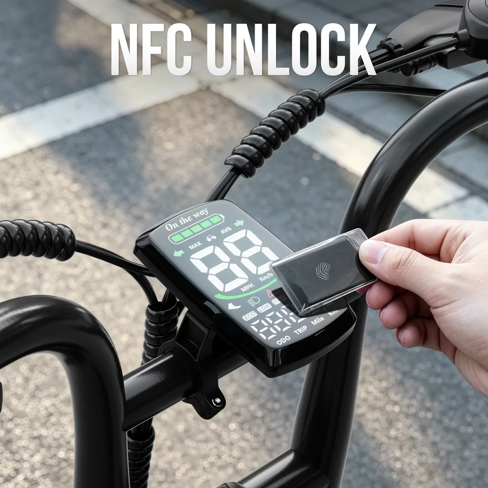 Spacewalk Fat Tire Electric Bike Adults 1500W Peak Motor 28MPH Speed 20x3.0 All Terrain Ebike 48V 13Ah Removable Battery NFC Unlock UL Certified USA Warehouse image 5