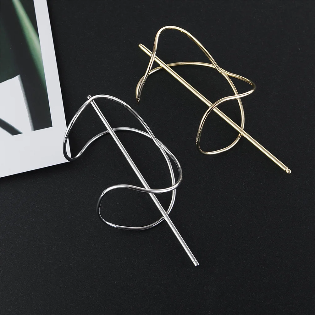 

2Pcs Metal Hair Bun Holder Slide Stick Simple Classic Vintage Hairpins Anti-Slip Hair Clip Accessories for Women Elegant Party
