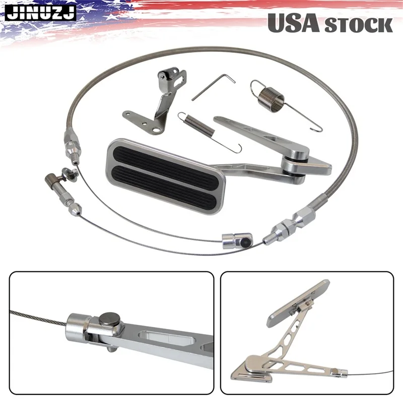 

Universal Gas Pedal + 36" Stainless Throttle Cable Bracket Spring Kit Hot Rod