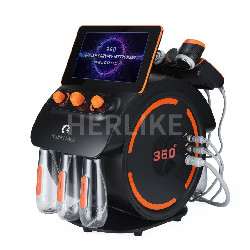 Multifunctional 6 In 1 Hydradermabrasion H2O2 Small Bubble Oxygen Facial Machine For Microdermabrasion Moisture Skin Detection