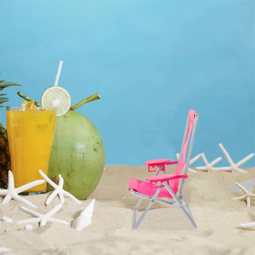 كراسي الشاطئ الصيفية لحفلات الشاطئ لبيت الدمى لعام 11.81 بوصة كراسي الشاطئ القابلة للطي ملحقات بيت الدمية ديكور الأثاث