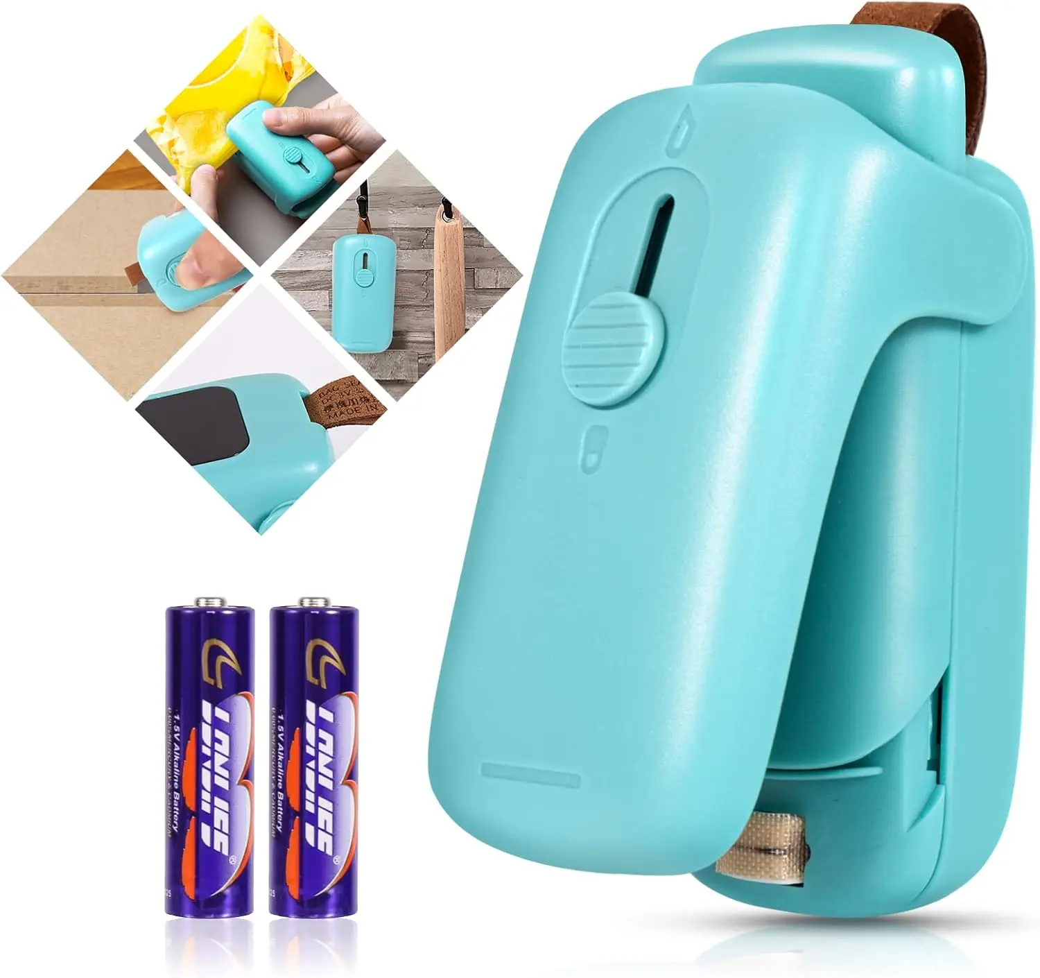 

Мини-запаювач пакетов Ручной вакуумный упаковщик 2-в-1 со шнурком, портативный запечатщик для хранения продуктов (2 батареи в комплекте)