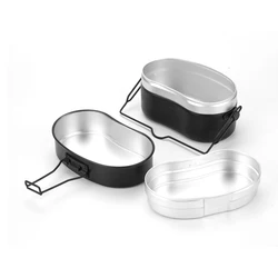 German Aluminum Canteen Cup, Non-Stick Camping Cookware Set Mess Tin Kit for 1 Person, Cooking Set, Backpacking Military, 3 in 1