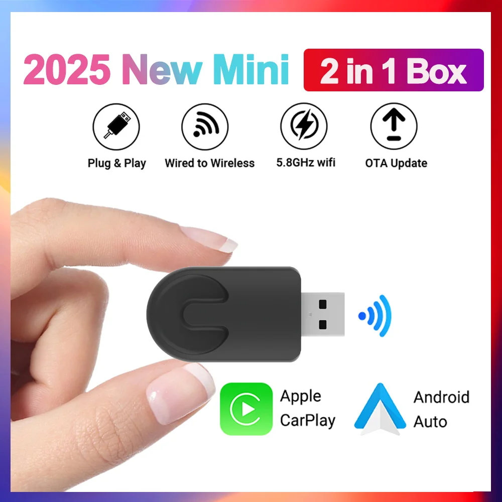 

2in1 Wireless Carplay Adapter Android Auto Wireless Smart Dongle For Toyota Volvo Benz Audi Kia Hyundai VW Mazda MG Peugeot