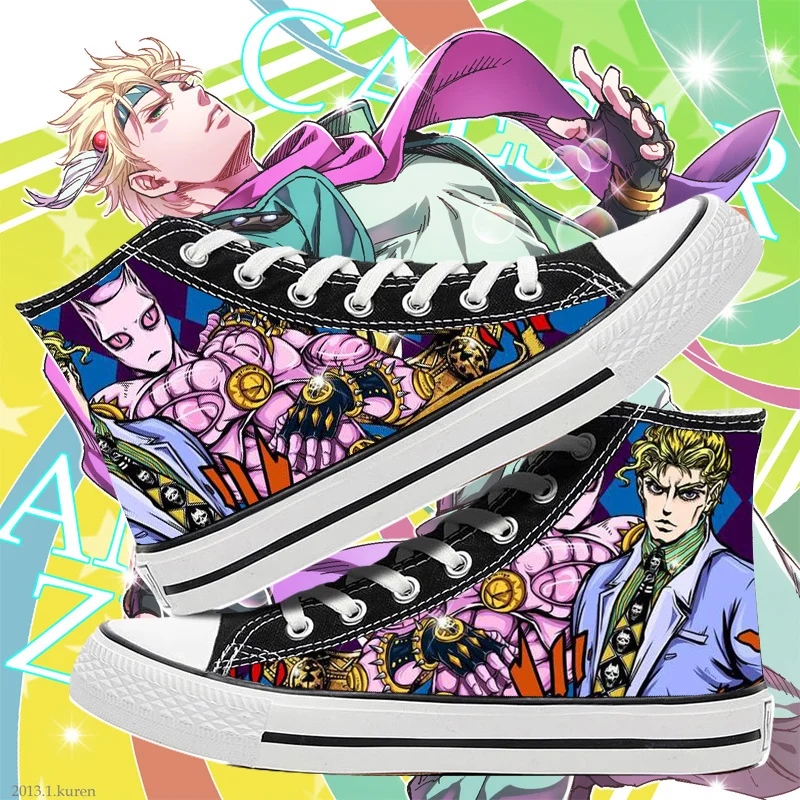 Zapatos de dibujos animados para hombre y mujer, zapatillas de lona de alta ayuda para Cosplay, Jojo's Bizarre Adventure, informales y cómodas