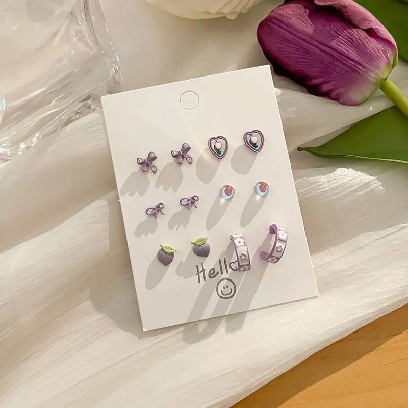 INS Simple Cute Flower Heart KPOP Alloy Stud Earrings Trendy Jewelry Fashion Women\'s Earrings Accessories