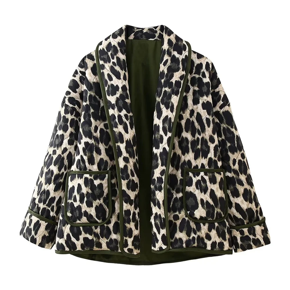 2024 RARF autumn new European and American style design, fashionable and niche leopard print cotton jacket