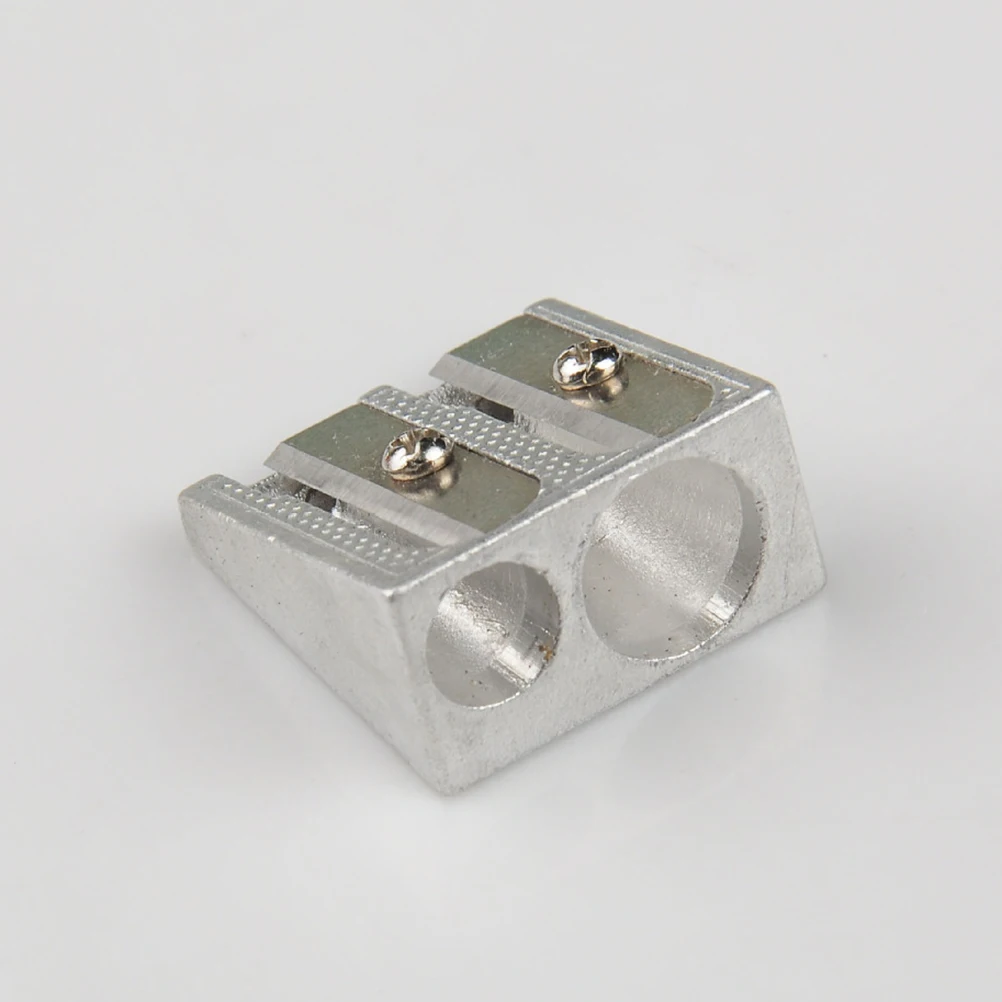 

24 pcs Mini Double Hole Pencil Sharpener Stainless Steel Kids Stationery Silver School Office Supply Tool For Children