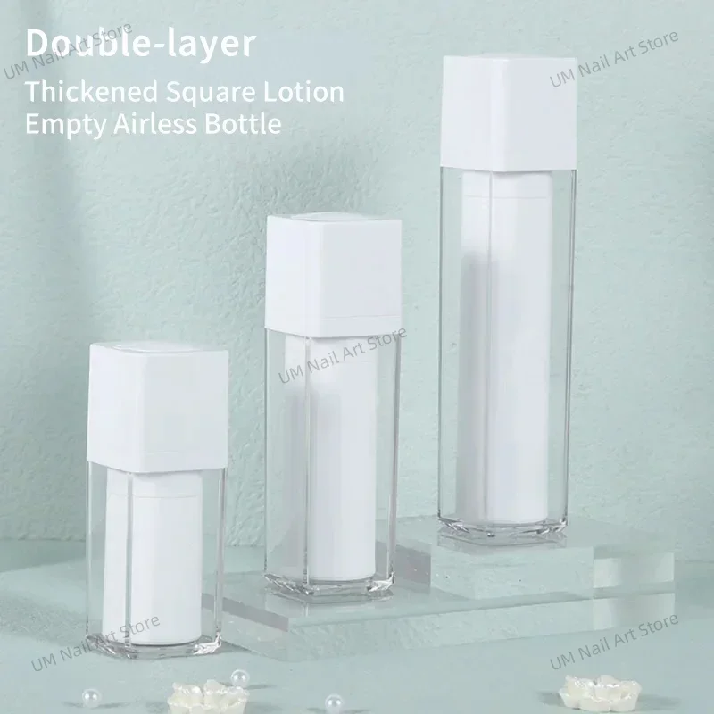 15/30/50ml Airless Pump Rotate Cosmetic Container Frosted Double-layer Thickened Square Lotion Empty Airless Bottle 실리콘용기