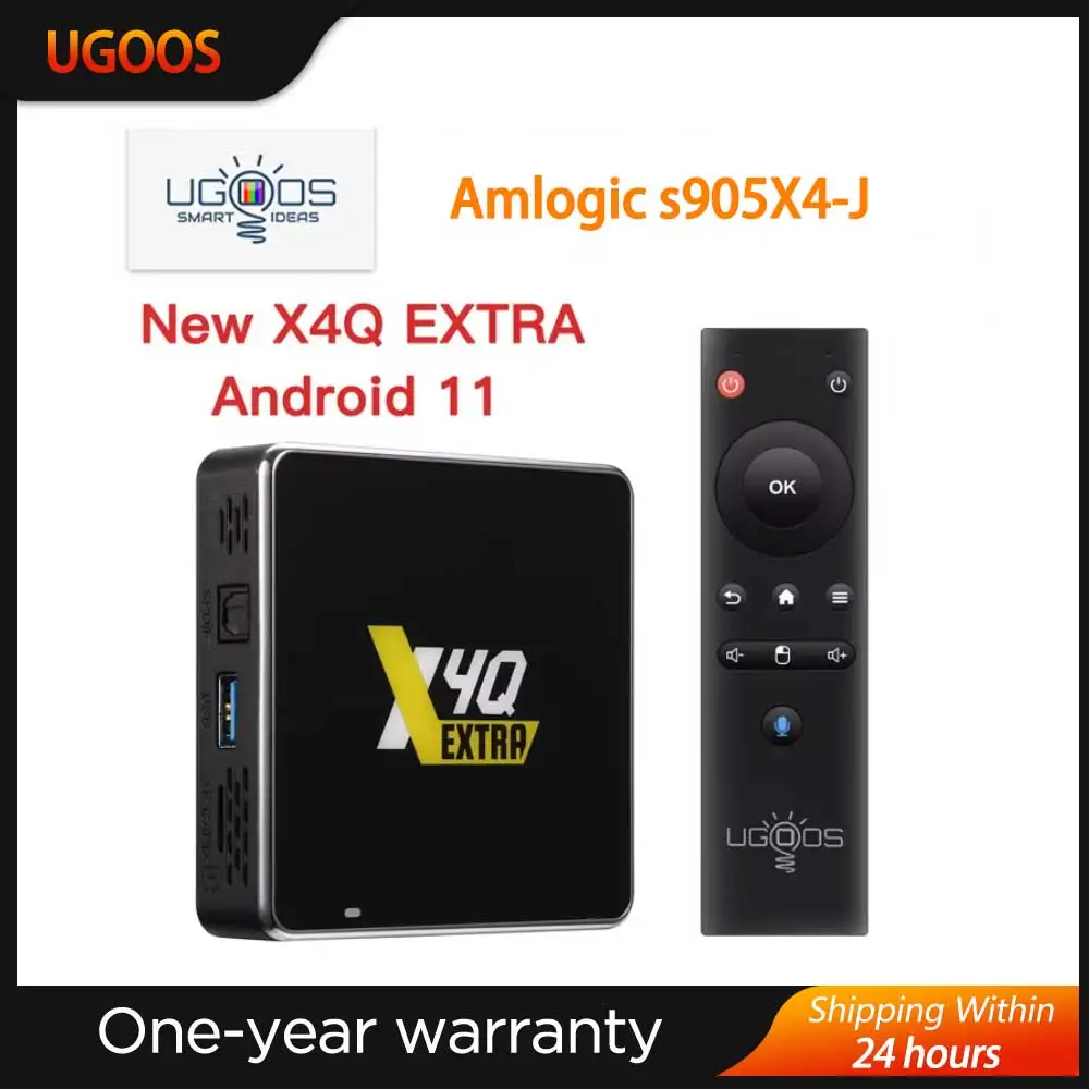 

Newest Ugoos X4Q Extra Smart TV Box Android 11 Amlogic S905X4-J 4GB 128GB 2.4G/5G Wifi BT5.0 4K Set Top Box Support Dolby Vison