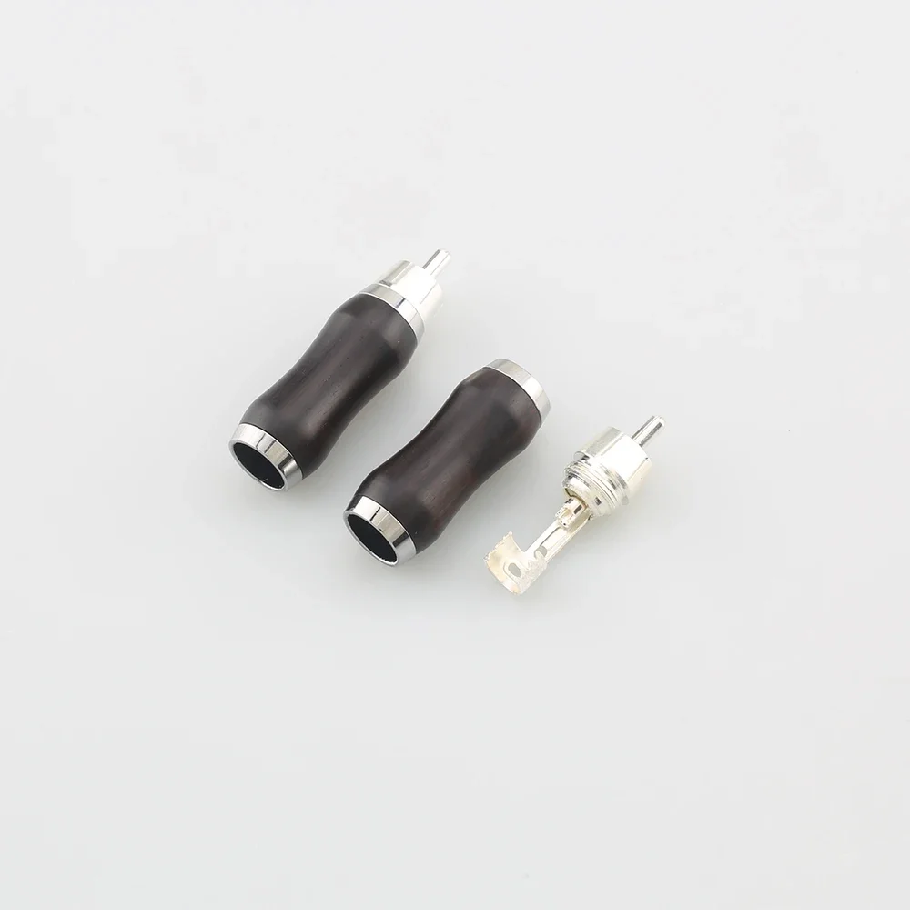 4pcs Audiocrast WR1102S High End Silver Plated Ebony Sandalwood RCA Rosewood Black Sandalwood Audio Plugs for Hi-Fi Audio Cable
