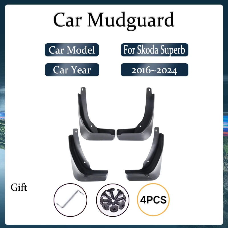 Universal Car Mud Guards For Skoda Superb 3 iV B8 3V 2016~2024 Antifreeze Mudguard Fender Mudflaps Exterior Set Auto Accessories