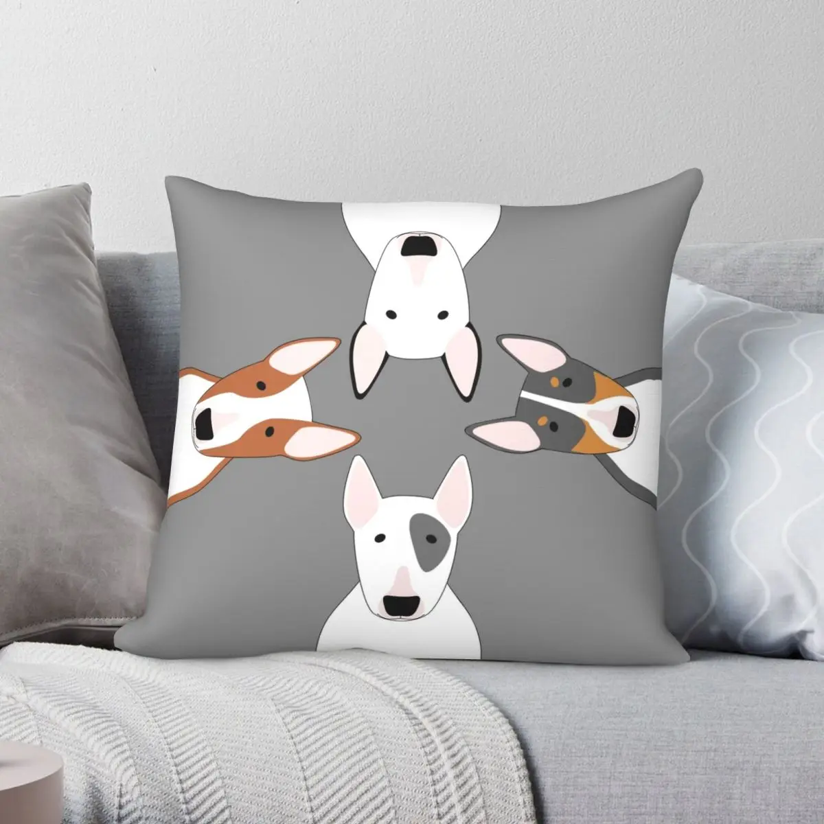 

Bull Terrier Squad Pillowcase Polyester Linen Velvet Printed Zip Decor Sofa Cushion Cover Wholesale