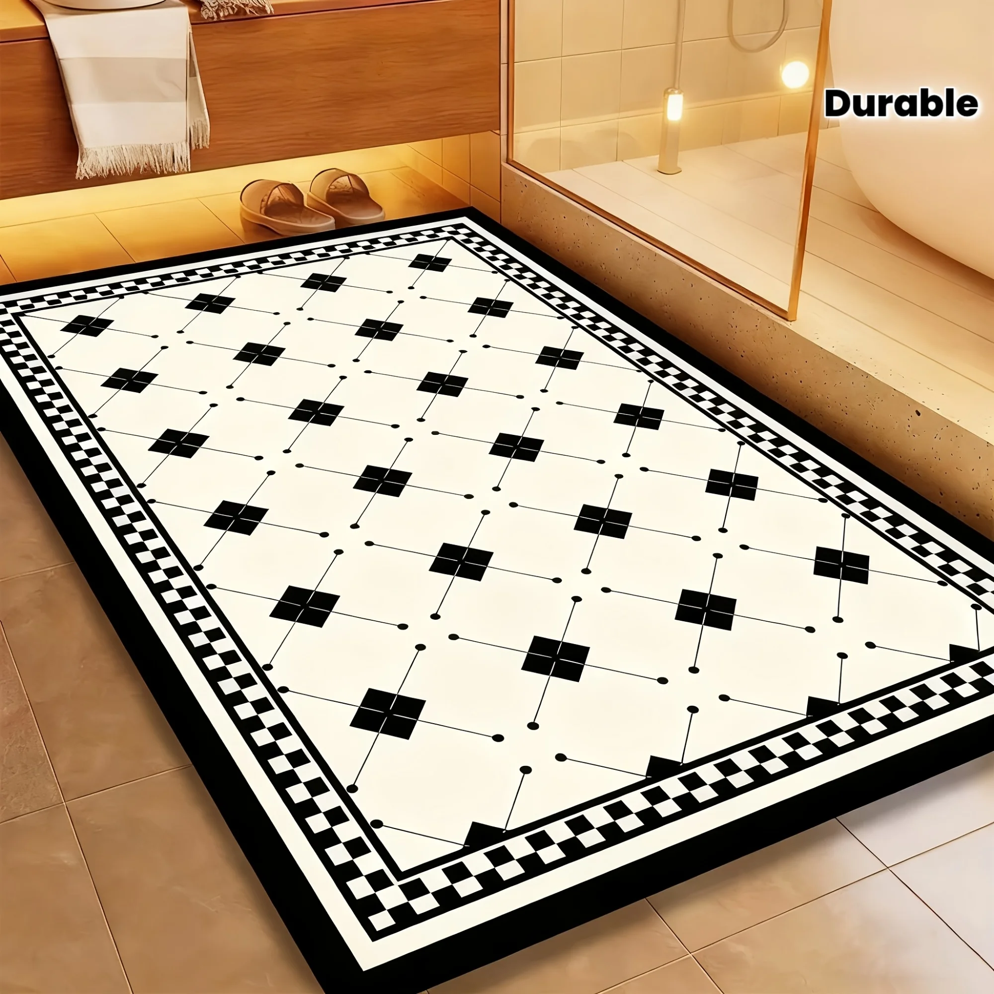 VIKAMA Creative Grid Badezimmerteppich Duschraum Badezimmer saugfähige rutschfeste Bodenmatte Badezimmerdekoration