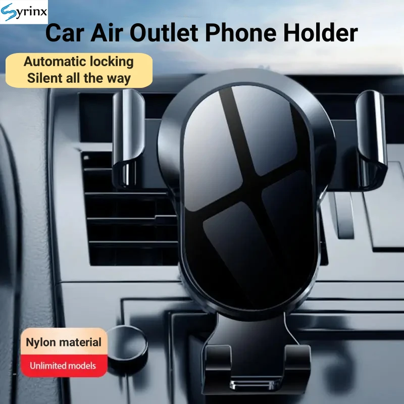 

2024 Car Air Outlet Clip Phone Holder Nylon Mute Automatic Locking Mirror Phone Mount Car Air Vent Navigation Anti-shake Support