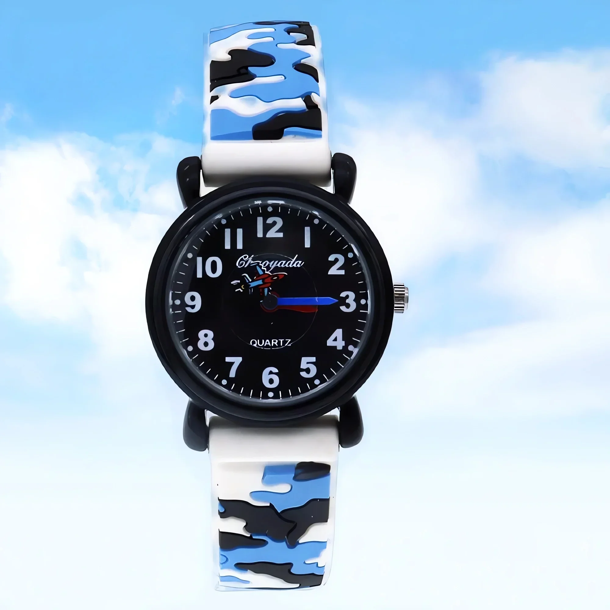 Fashion Camouflage Silicone Strap Quartz Watch - Digital Waterproof Cool Summer Clock for Boys & Girls Kids & Students