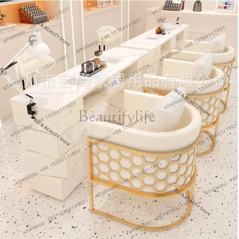 FG Rock Plate Chair Set Nail Tables Multi-functional with Vacuum Cleaner Socket Nail Tables Reception Desks Furniture Tavolo JTN