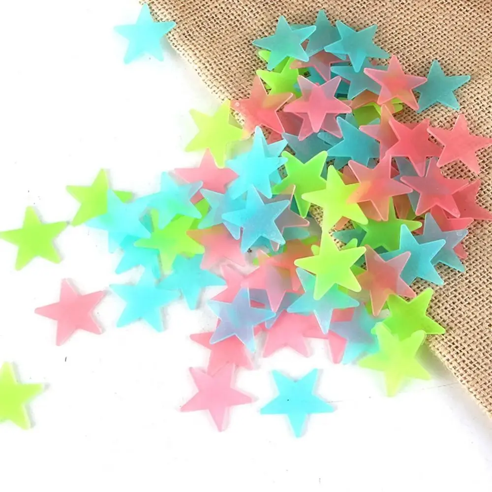 100Pcs/Set Colorful Star Luminous Wall Stickers DIY Nursery Ornament Wall Art Stickers Glow In The Dark 3D Luminous Decal