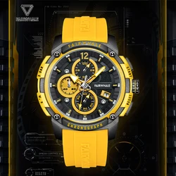 2024 Fashion Quartz Watch For Men Multifunctional Auto Date Chronograph Waterproof Sport Silicone Tape Man Wristwatches Hot Sale