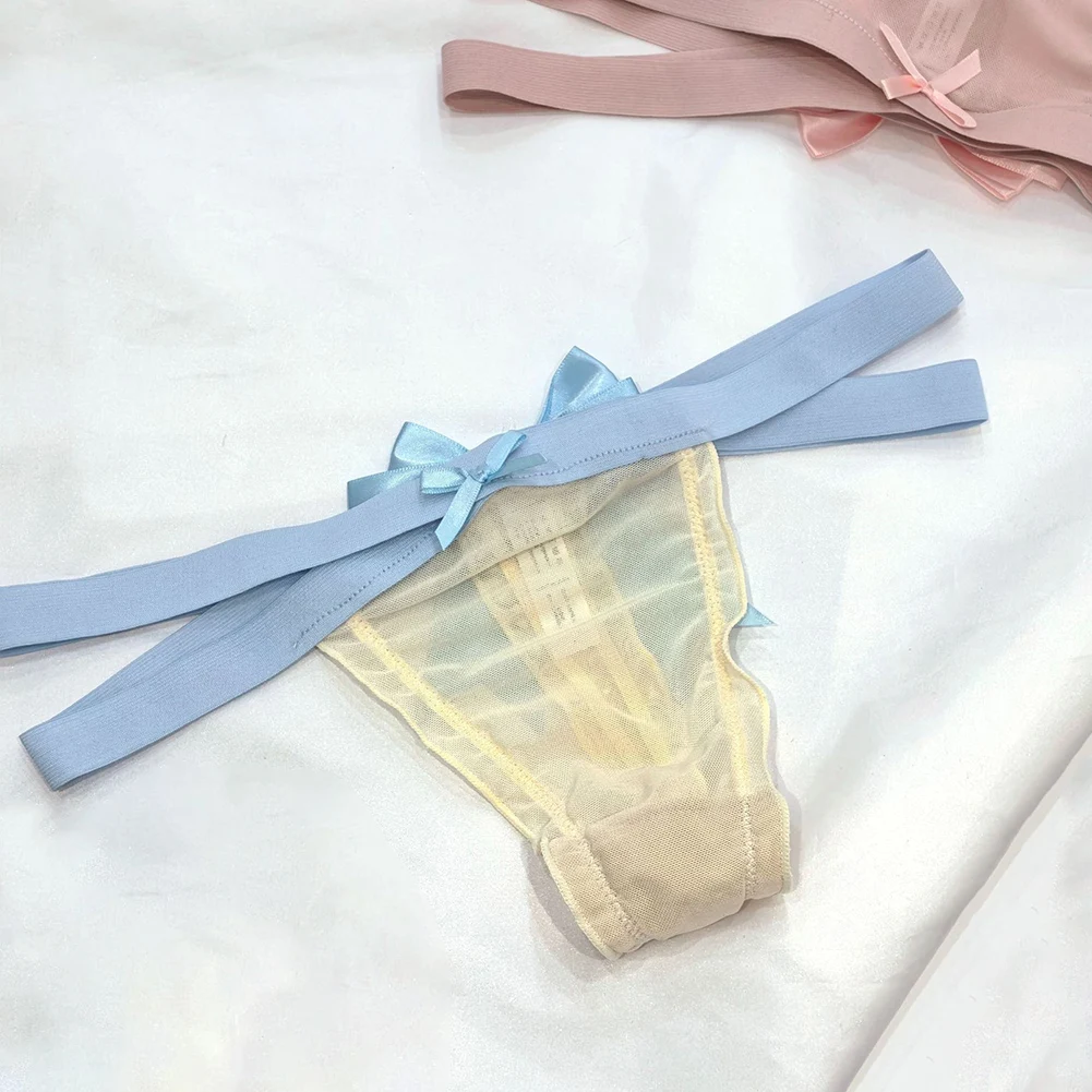 Comfortable Lingerie Cross-Strap G-strings For Women Thong Big Bow See Through Mesh T-Pant Breathable Panties - view 6